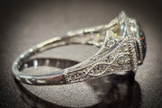 bedazzled filigree silver ring with ash